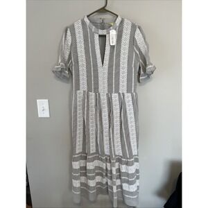 Gianni Bini Gray Embroidered Print Dress Size Medium